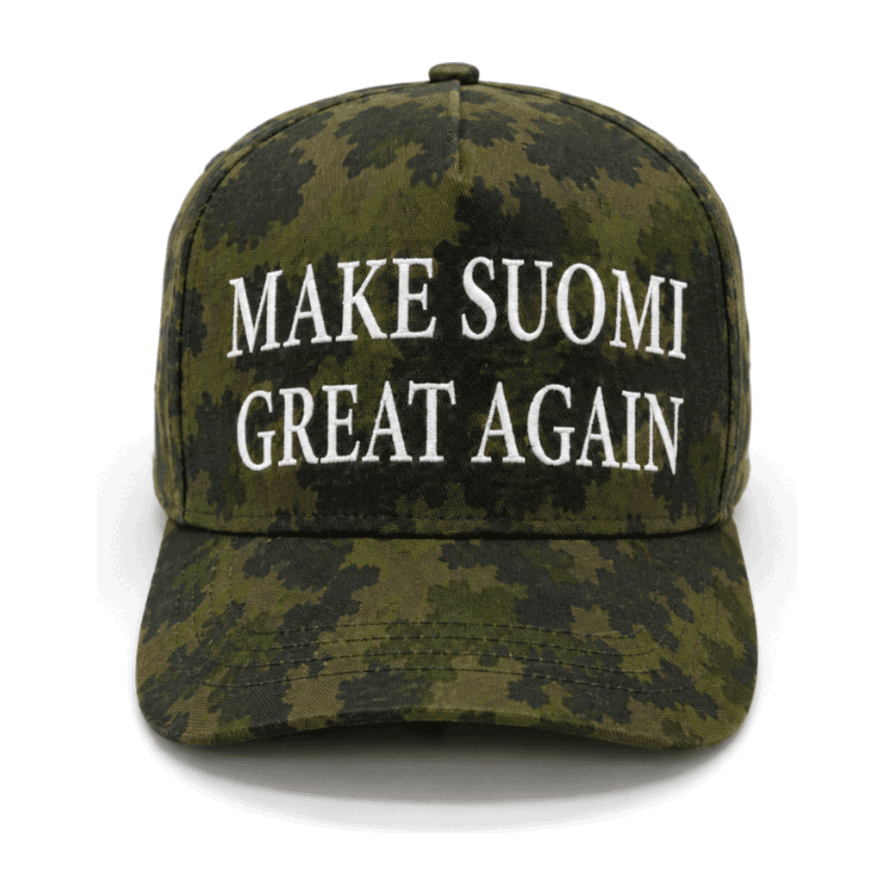 Make Suomi Great Again, M05-maastokuvio edestä, brodeerattu teksti