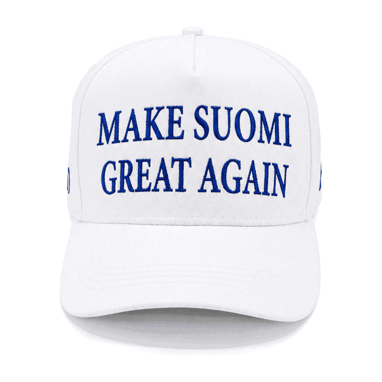 Make Suomi Great Again, valkoinen edestä, brodeerattu teksti